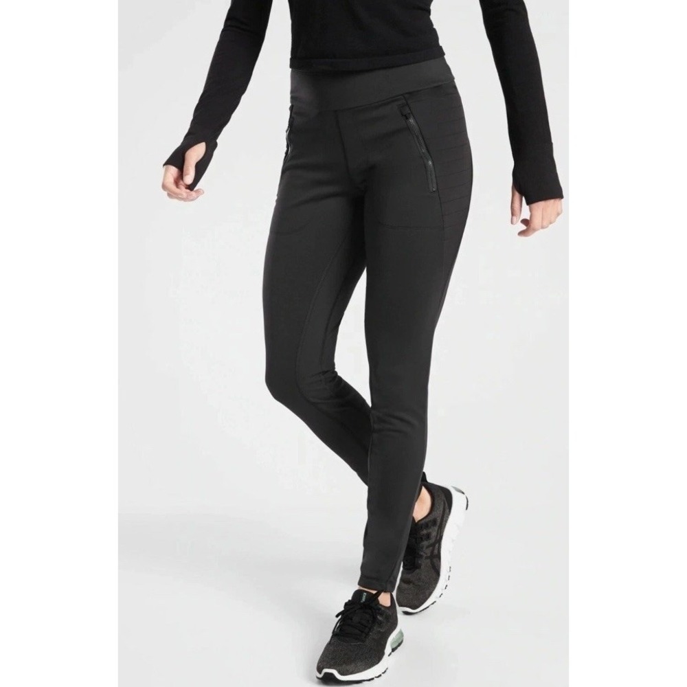 Athleta Peak Hybrid Fleece Tight Leggings Black Quilted Cargo Gorpcore Medium